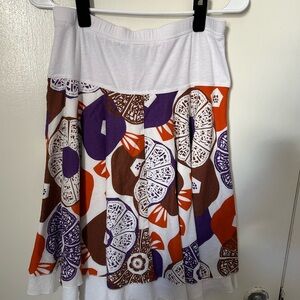 Vintage Charlotte Russe Purple, Brown & Orange Floral Circle Skirt